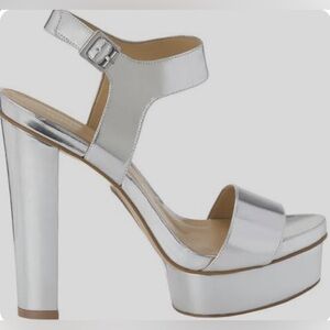 Metallic Silver Platform Heels